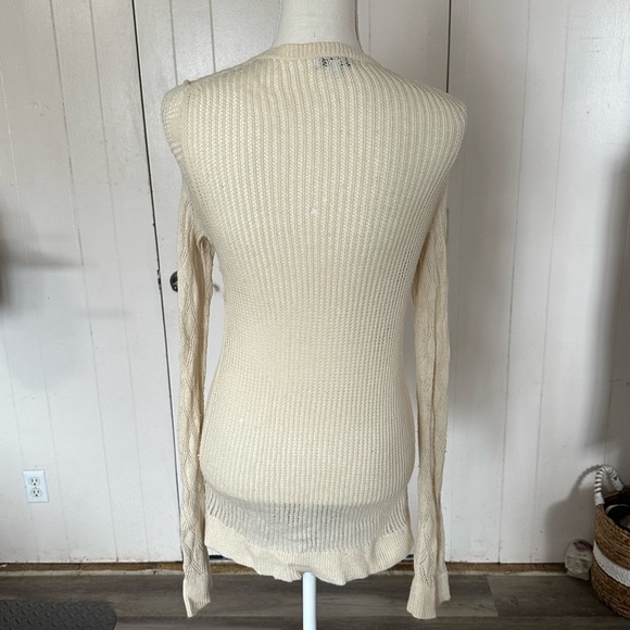 Gap Open Knit Soft Cardigan Button Ivory Cream Off White Sweater Long Sleeve Top - Picture 6 of 9